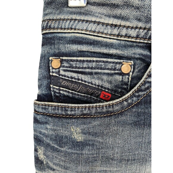 Diesel Jeans Women's Size 28 Blue Thavar Denim + Sweat Pants Cotton Blend - Picture 4 of 9